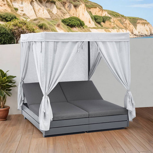 Daybed Boxx aluminium med justerbar rygg antrasitt forfra
