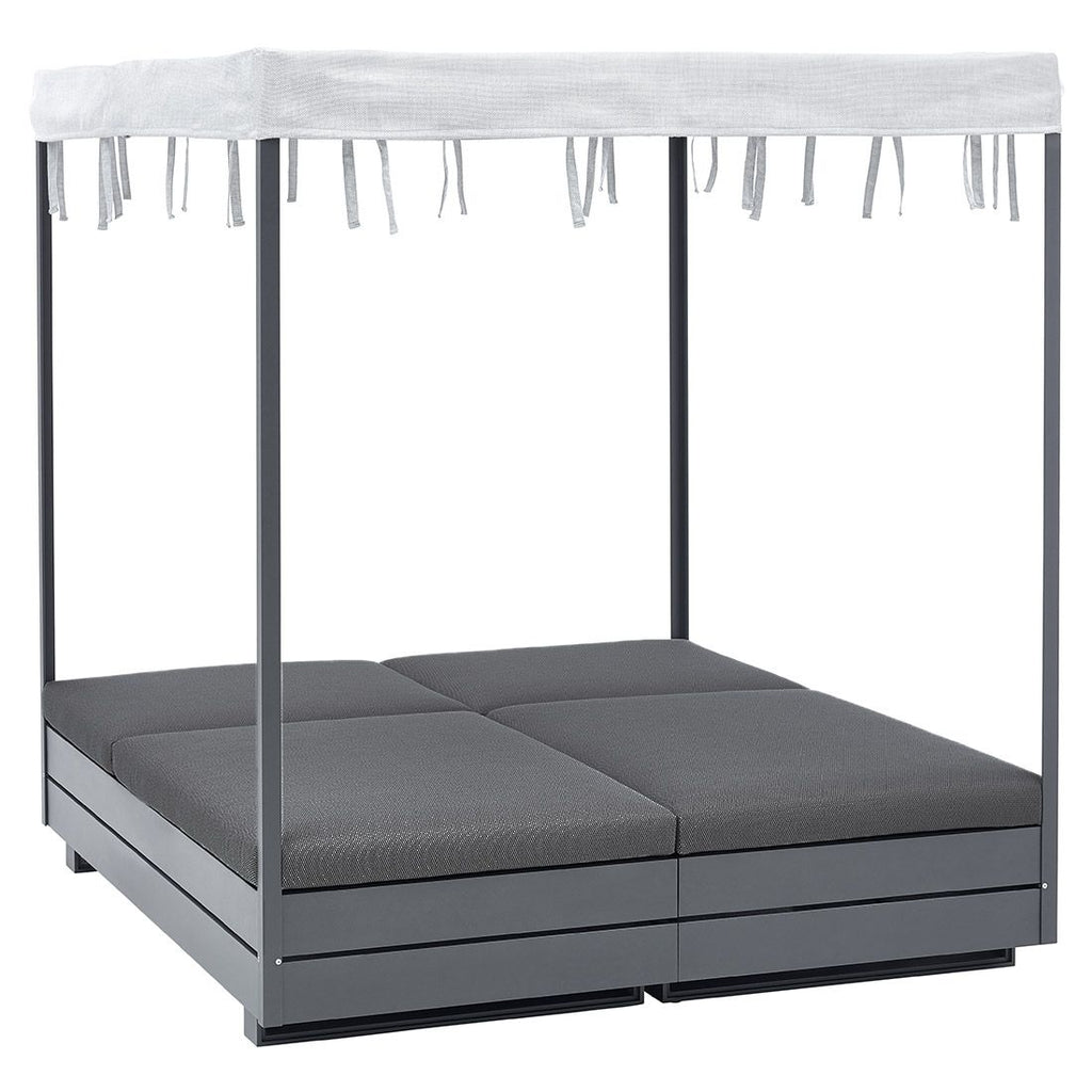 Detalj av stoff og ramme på Daybed Boxx aluminium med justerbar rygg antrasitt