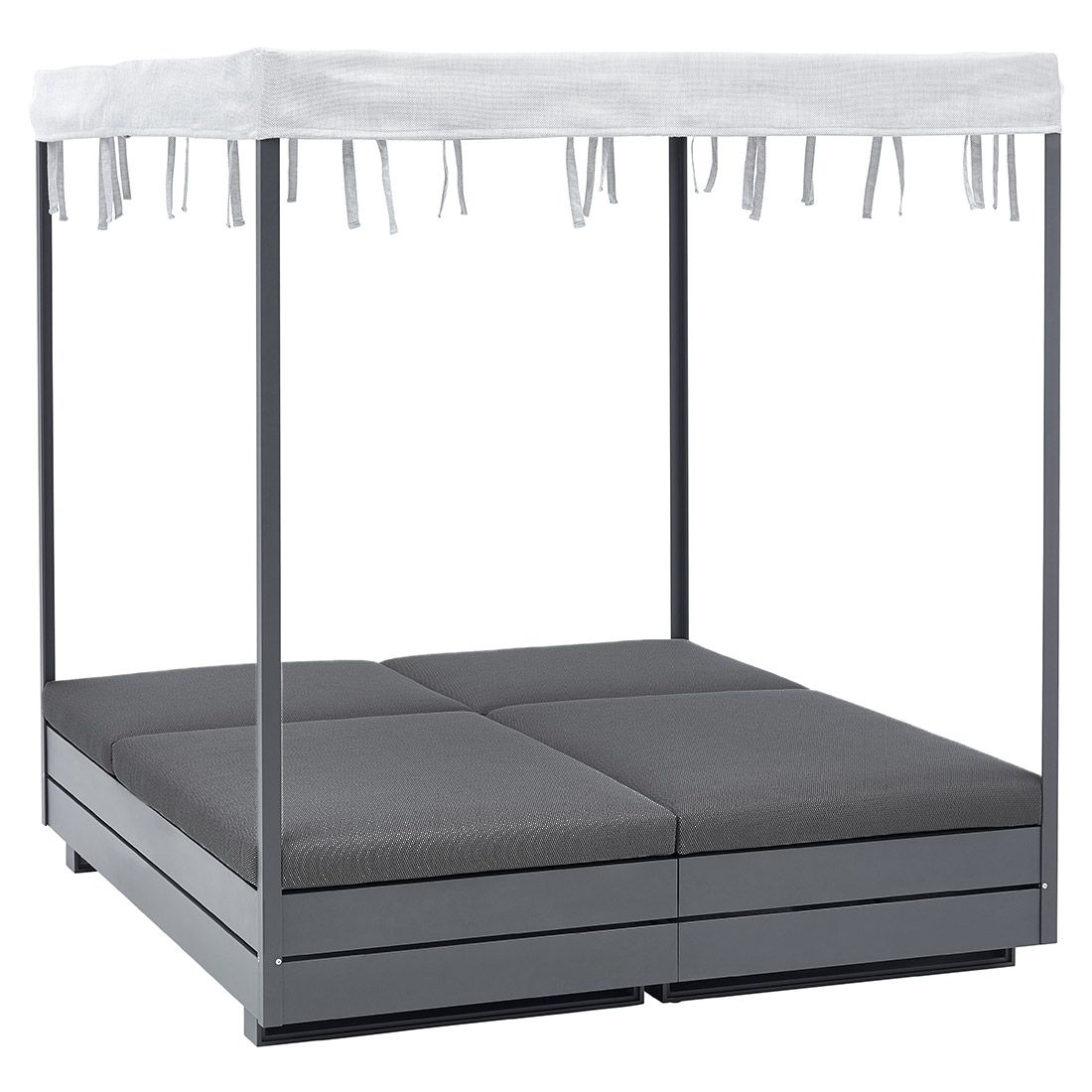 Detalj av stoff og ramme på Daybed Boxx aluminium med justerbar rygg antrasitt