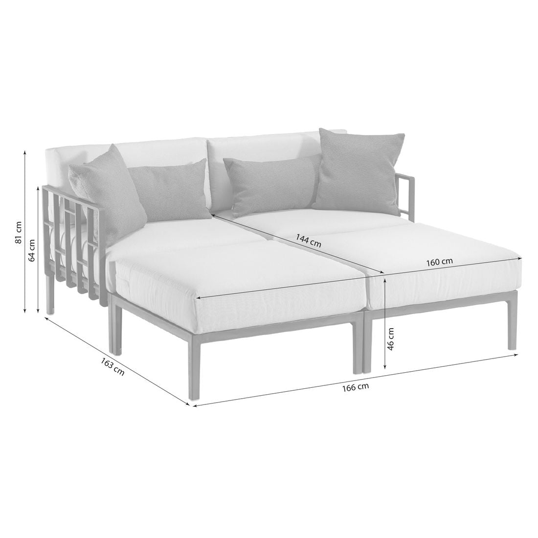 Nærbilde av polstring på Daybed Engels plast/tekstil 166x163 cm grå