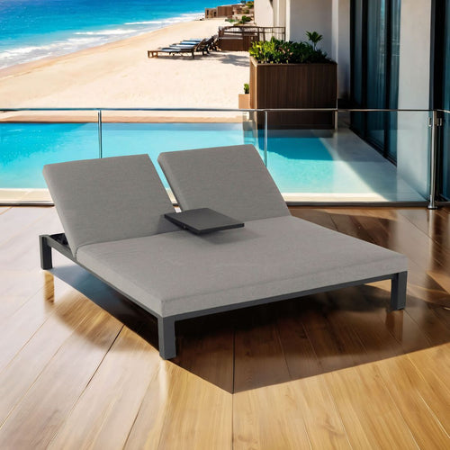 Daybed Eva justerbar aluminium Sunbrella fra forfra