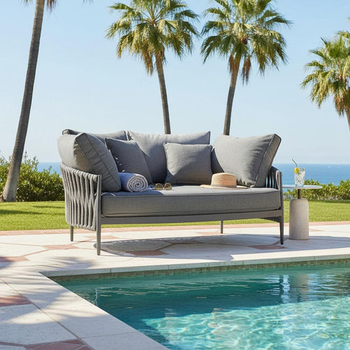 Daybed Lena aluminium tau 164x145 cm antrasitt forfra