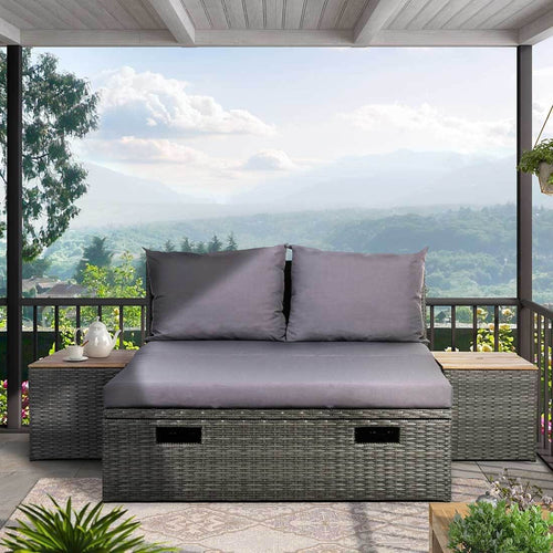 Daybed multifunksjonell aluminium/polyrotting - OUTLIV forfra