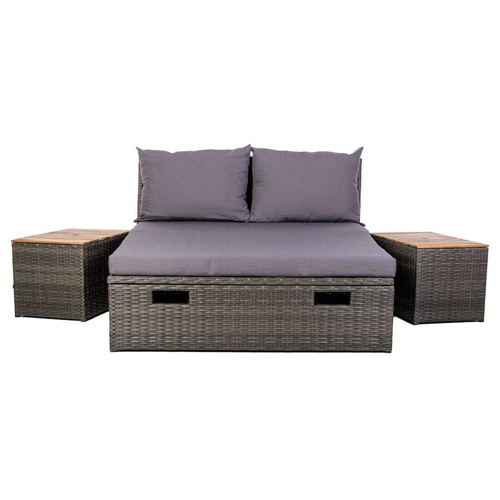 Daybed multifunksjonell aluminium/polyrotting - OUTLIV nærbilde av polyrattan materiale