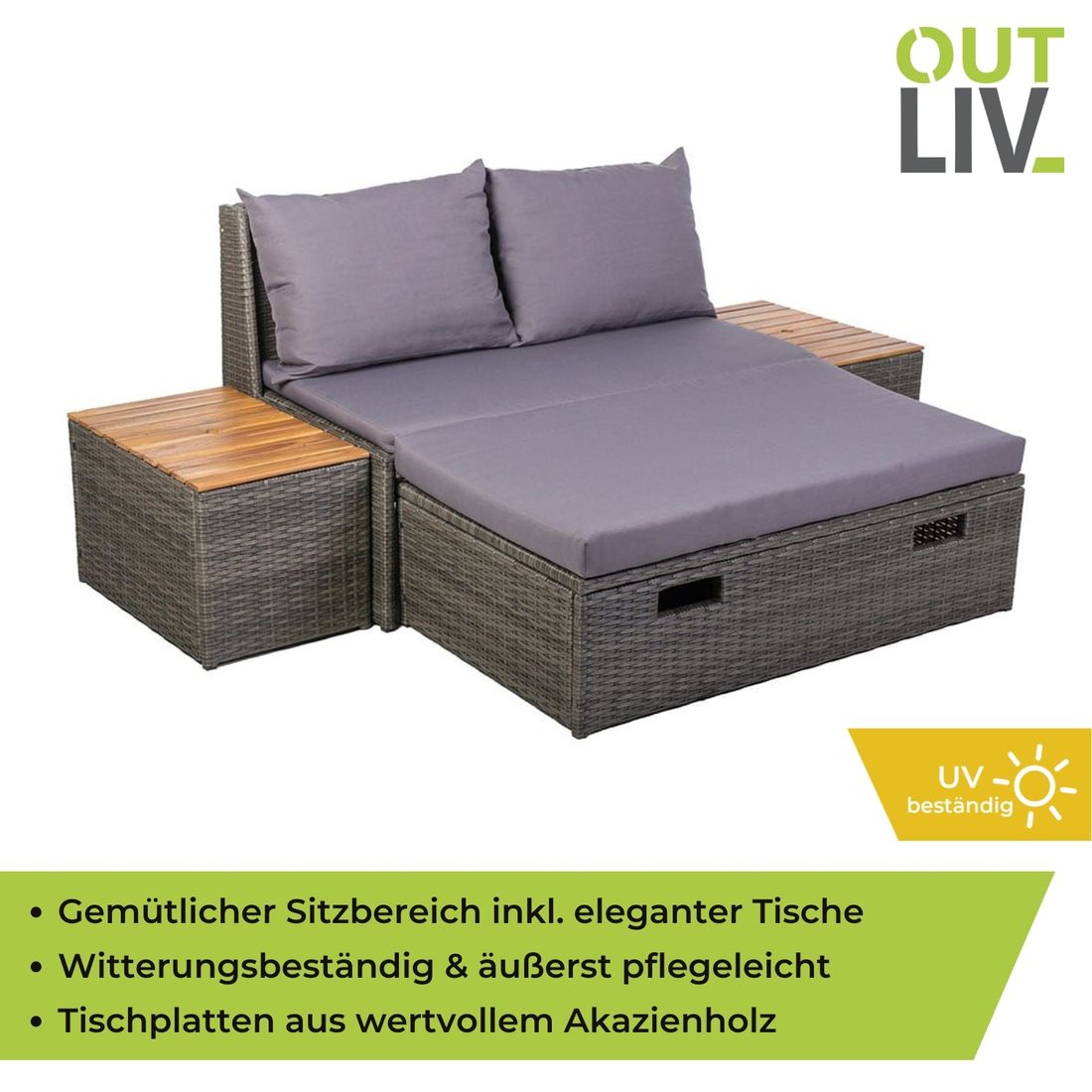 Daybed multifunksjonell aluminium/polyrotting - OUTLIV.