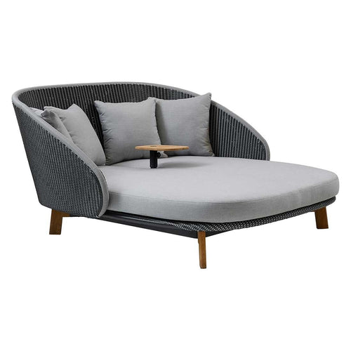 Daybed Peacock teak/aluminium/flettverk med bord - Cane-line bakside