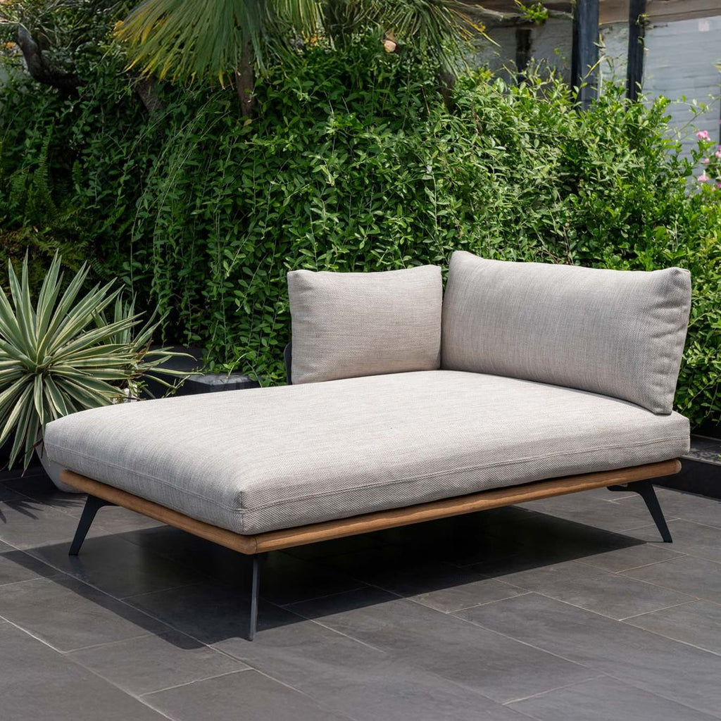 Daybed Pearl aluminium/teak 107x157 cm forfra