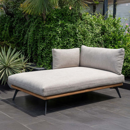Daybed Pearl aluminium/teak 107x157 cm forfra