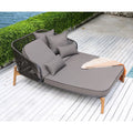 Daybed Pollux justerbar aluminium/teak 215x139 cm forfra