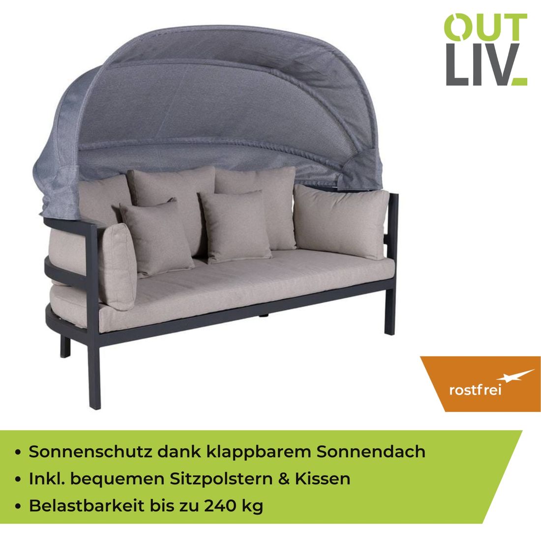 Daybed Romeo aluminium/polyester 178x152 cm - OUTLIV helhetsbilde