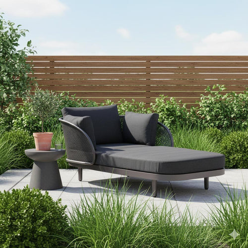 Daybed Samoa aluminium 117x210 cm justerbar rygg forfra
