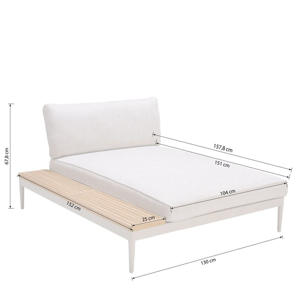 Daybed Topaz XL aluminium/olefin 130x158 cm detalj av stoff