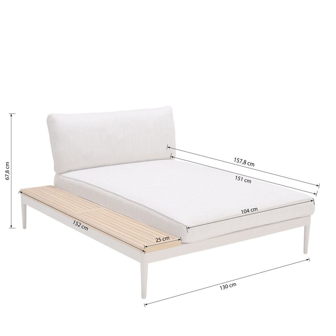 Daybed Topaz XL aluminium/olefin 130x158 cm detalj av stoff
