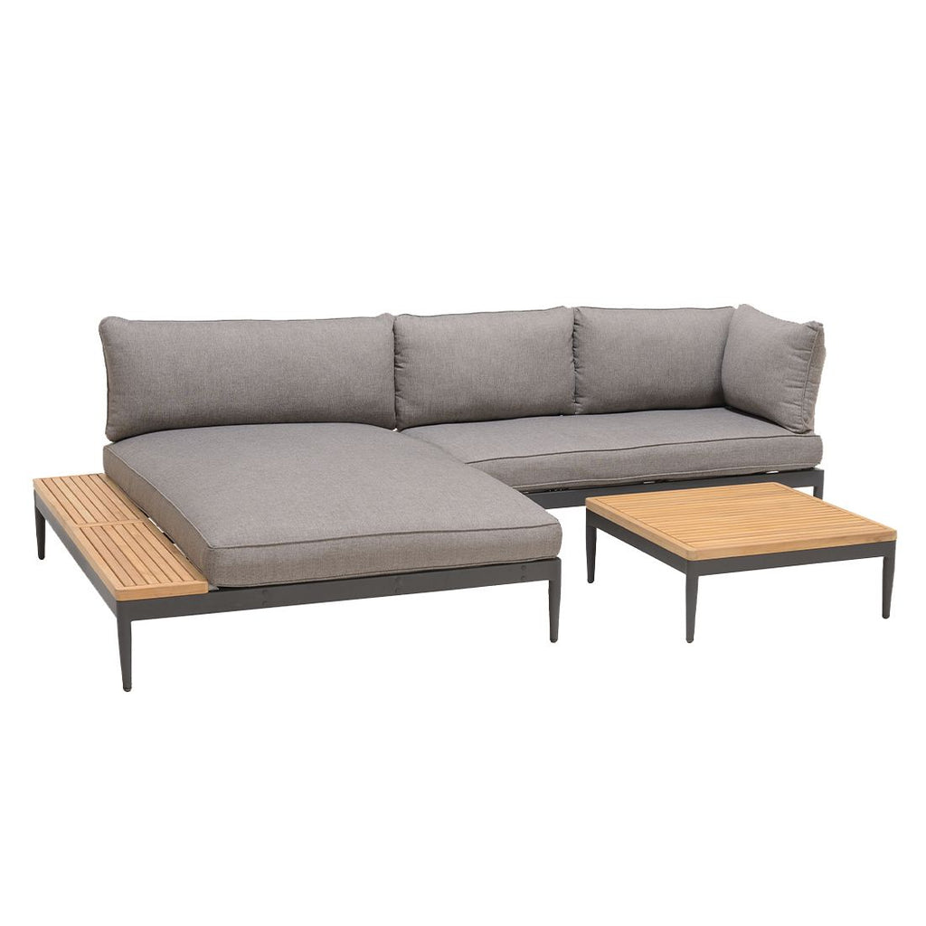 Daybed Topaz XL aluminium/olefin 130x158 cm sett fra siden