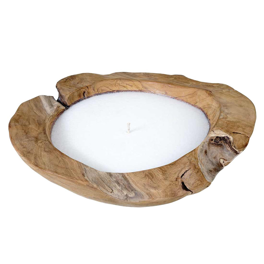 Dekorativt lysholder med skål Ø30cm teak - OUTLIV bakside