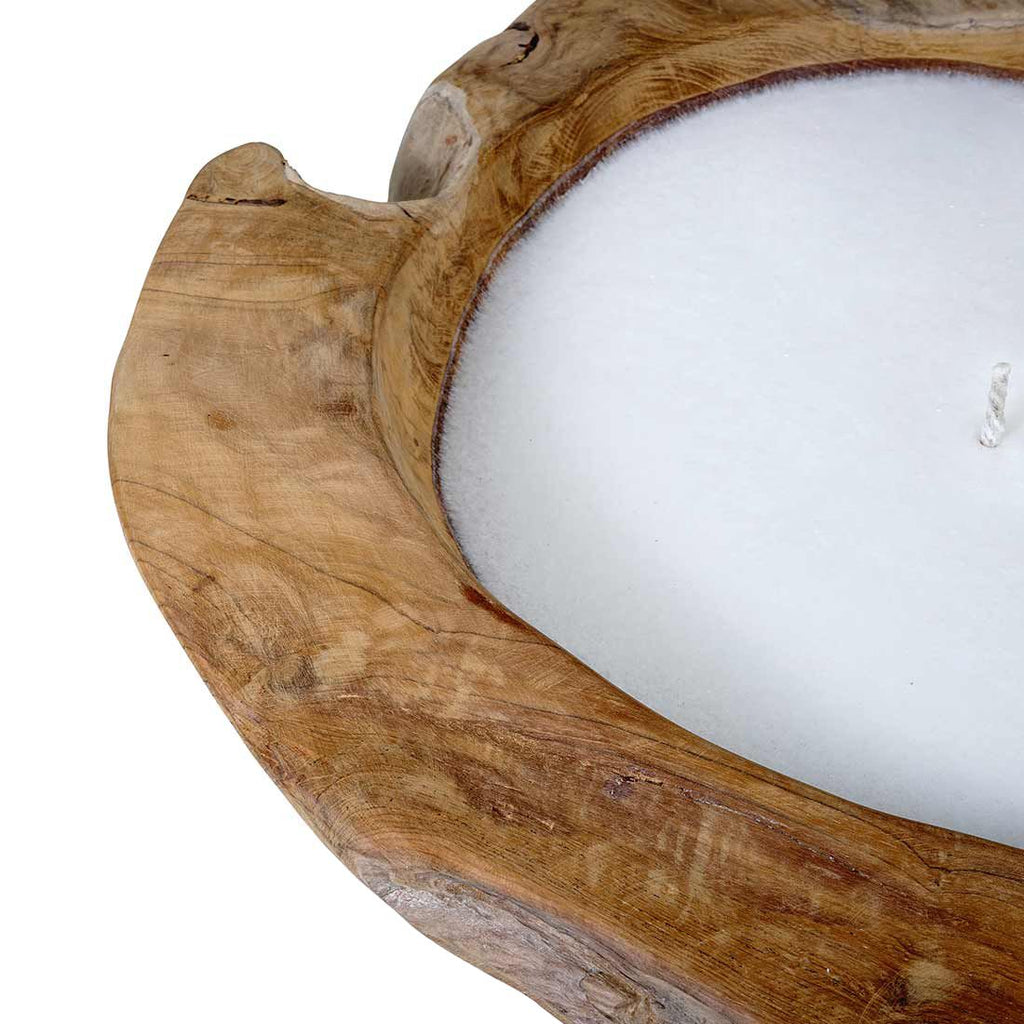 Nærbilde av skål på Dekorativt lysholder med skål Ø30cm teak - OUTLIV