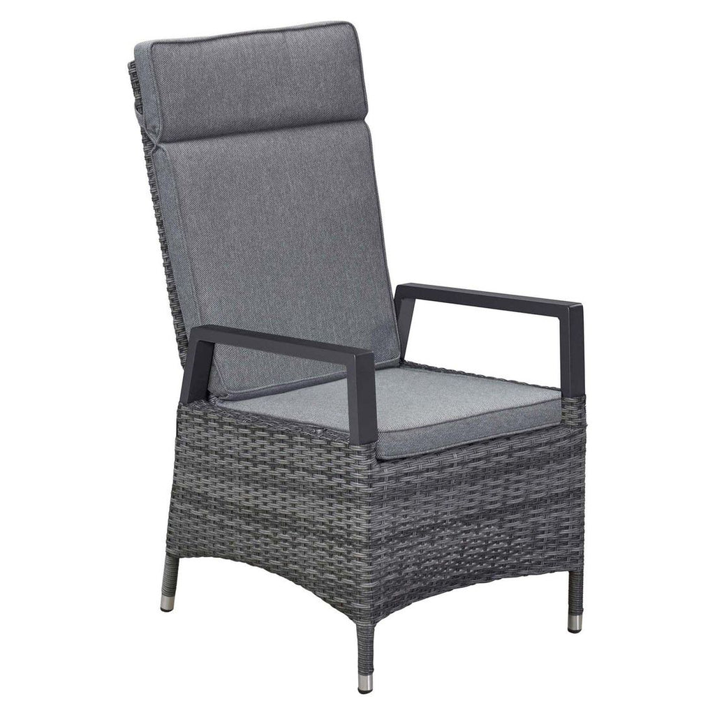 Detalj av aluminium ramme og flettet polyrattan på Vivera-Stone