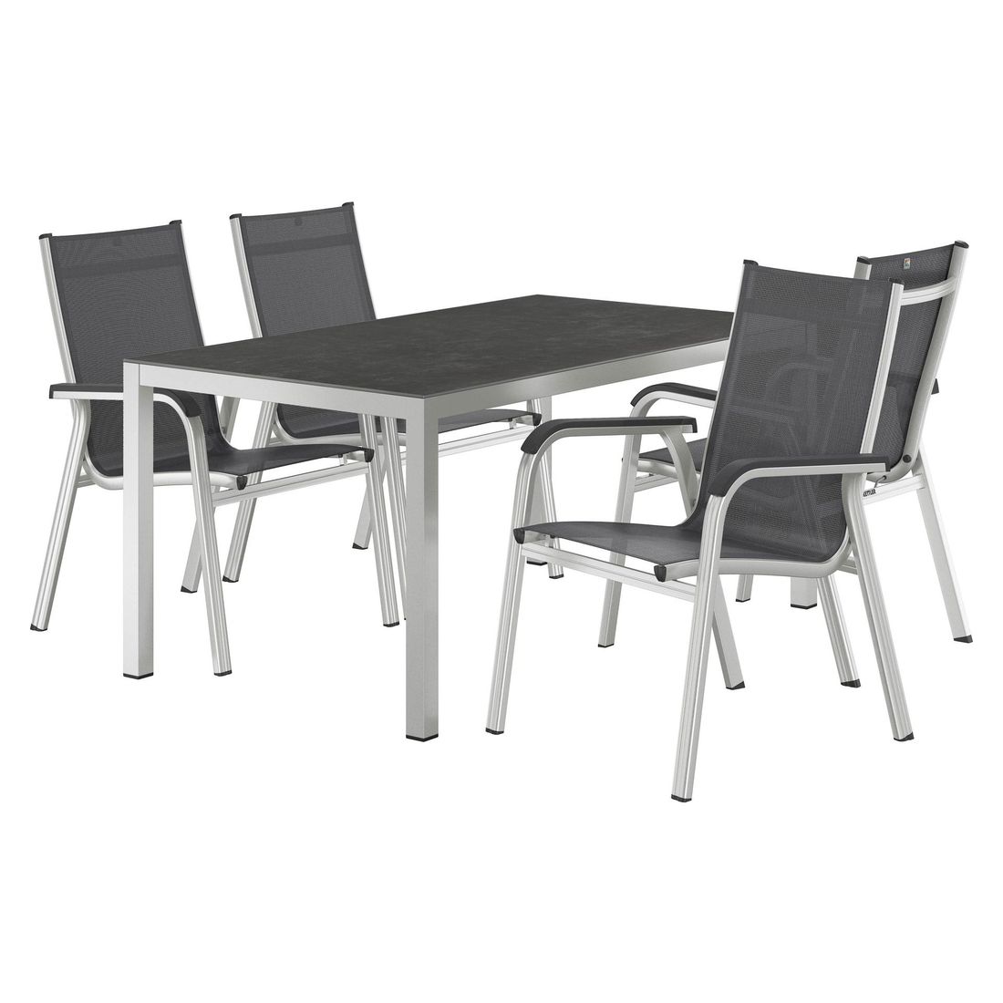 Detalj av bordplate i keramikk på Hagemøbelsett Basic Plus