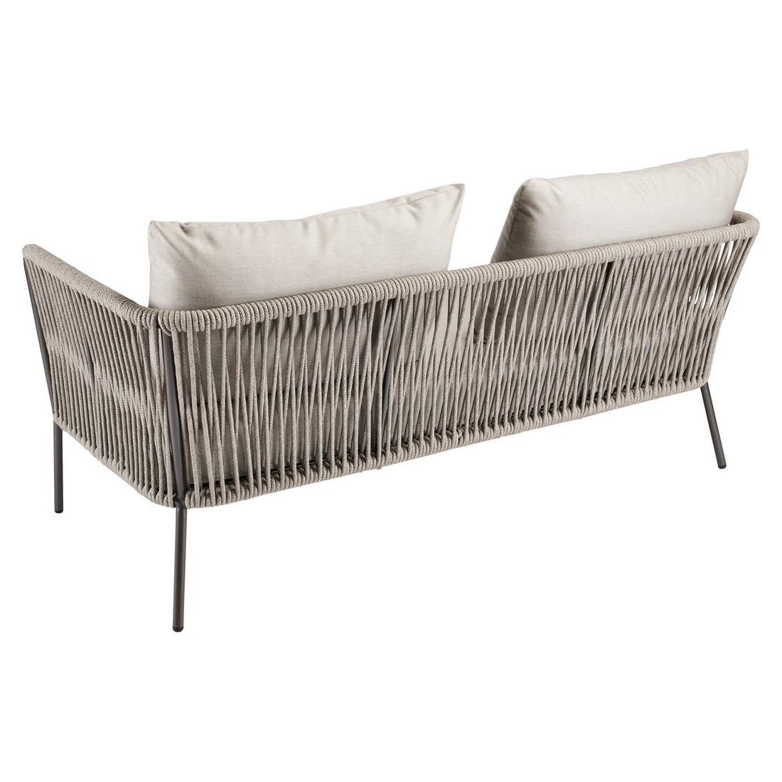 Detalj av Rope-sete på Hagesofa Marla aluminium/tau 164 cm