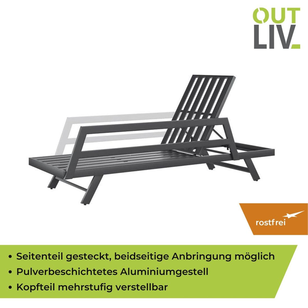 Hagesofa Atlanta aluminium olefin 210x73 cm detalj av sømmer