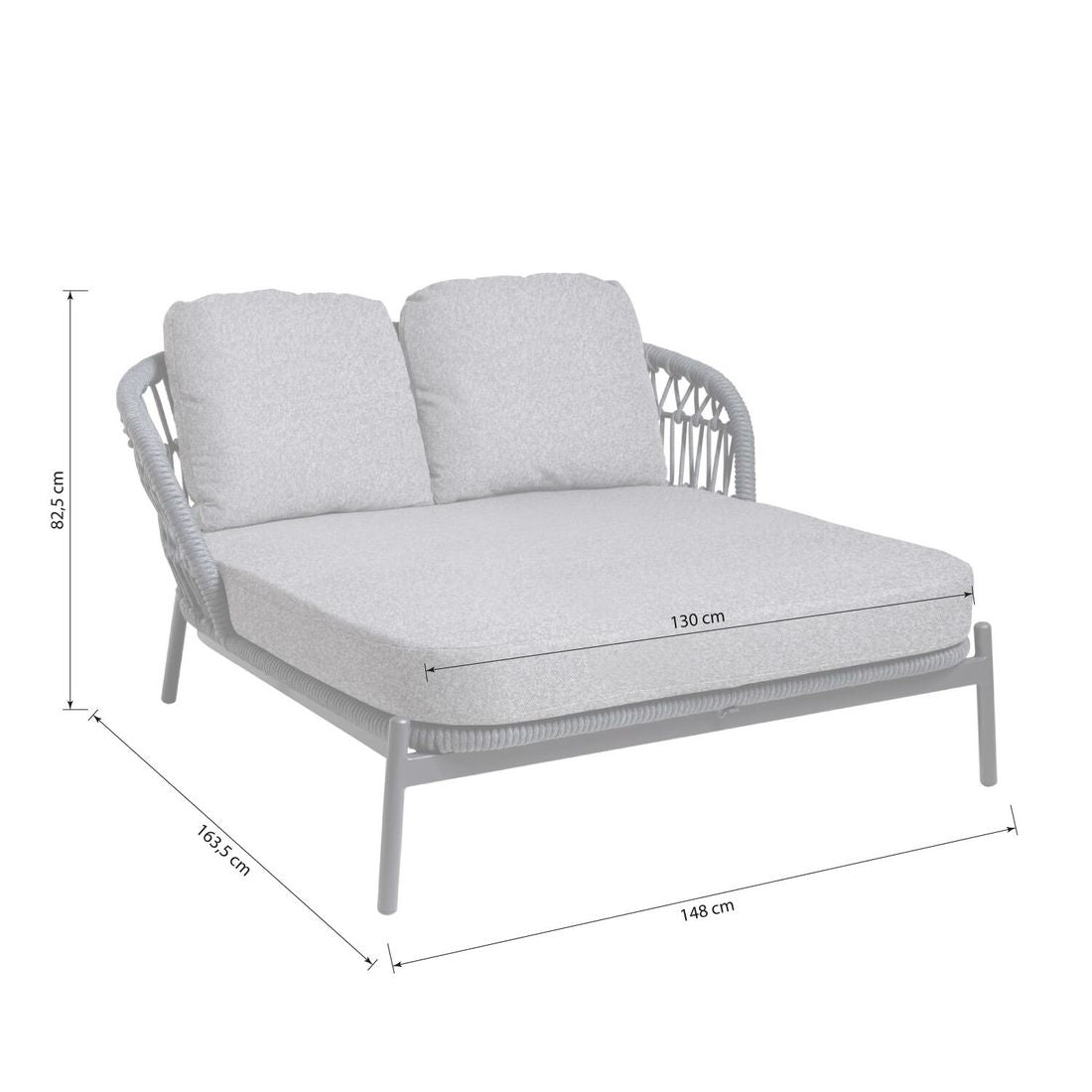 Dobbel solseng 7013 aluminium/tau 148x164 cm - Interliving nærbilde tau