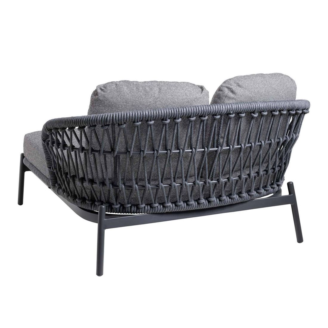 Dobbel solseng 7013 aluminium/tau 148x164 cm - Interliving montert på terrasse