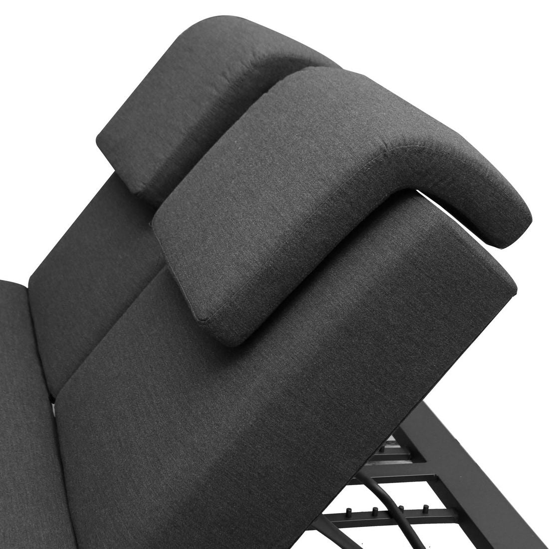 Dobbel solseng Alea justerbar aluminium Sunbrella vist i hage