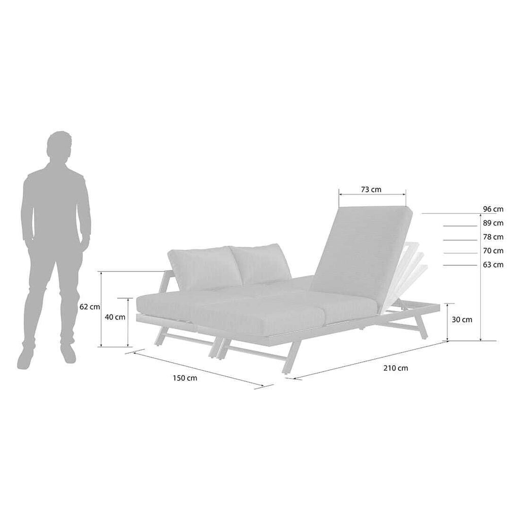 Dobbel solseng Atlanta aluminium/olefin 150x210 cm - OUTLIV montert på terrasse