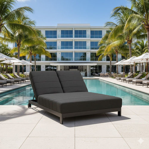 Dobbel solseng Miami justerbar aluminium/Sunbrella forfra
