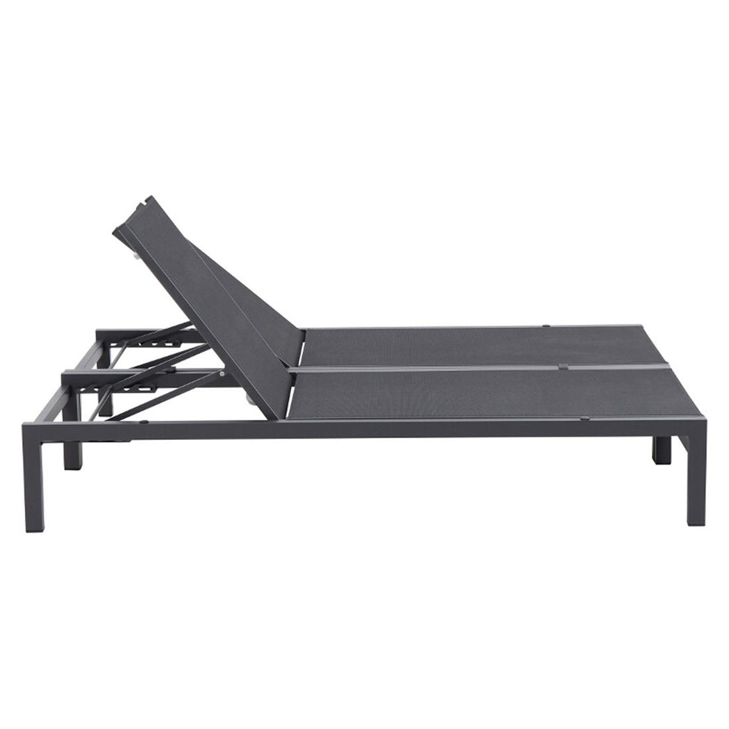 Montert dobbel solseng Rimini aluminium/textilen 131x200 cm i hage