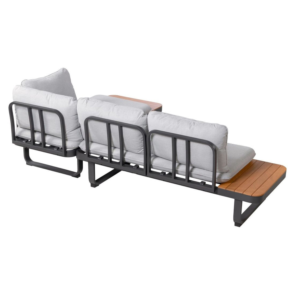 Hjørnesofa ute Madagaskar aluminium/akasie 253x175 cm - OUTLIV.