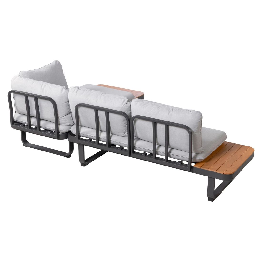 Hjørnesofa ute Madagaskar aluminium/akasie 253x175 cm - OUTLIV.