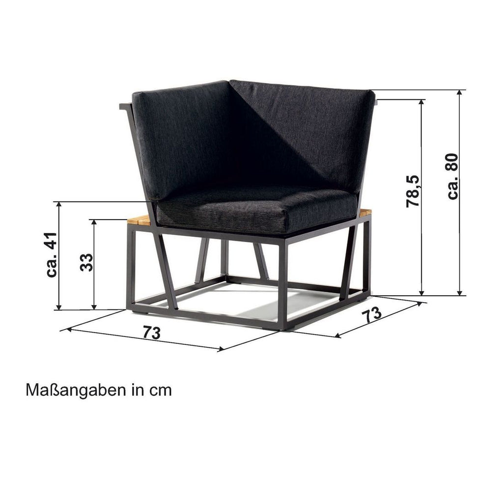 Detalj av stoff på Endemodul Havanna aluminium 73x73 cm antrasitt