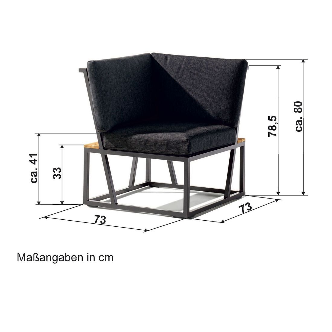 Detalj av stoff på Endemodul Havanna aluminium 73x73 cm antrasitt
