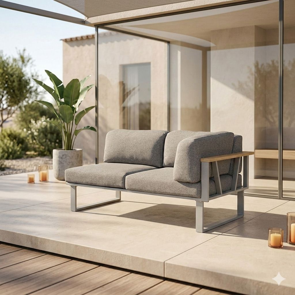 endemodul lounge belvedere rustfritt stål 156x82,5 cm forfra
