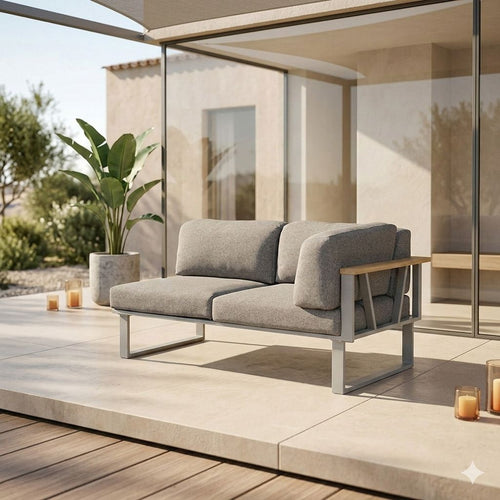 endemodul lounge belvedere rustfritt stål 156x82,5 cm forfra