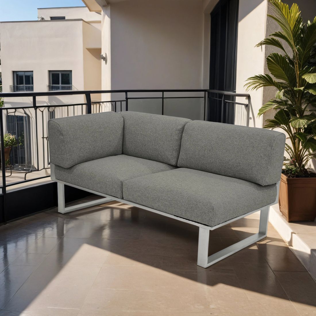 Endemodul lounge Belvedere rustfritt stål 156x82,5 cm - Zebra forfra