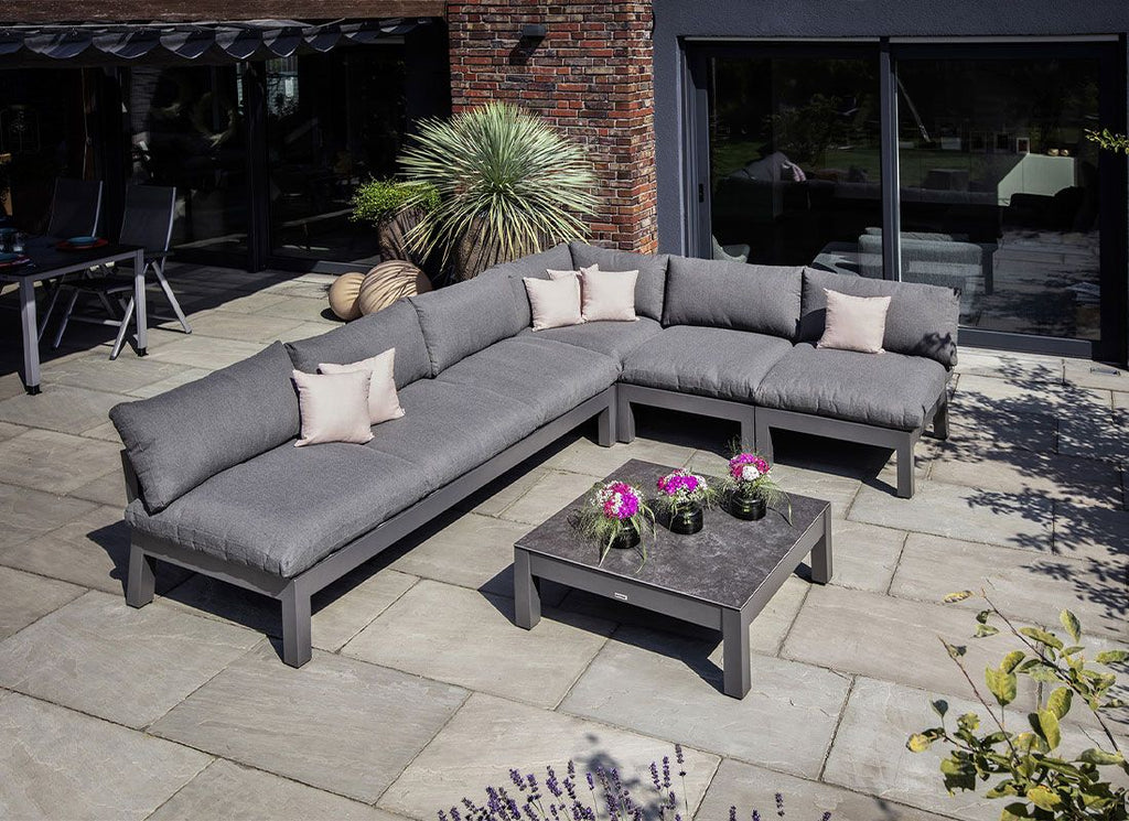 Endemodul lounge Comfort aluminium 82x90 cm Kettler helhetsbilde i hage