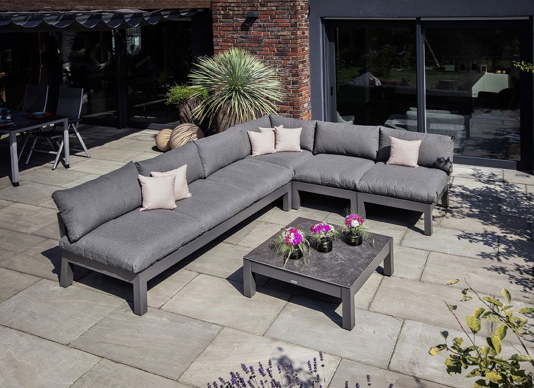 Endemodul lounge Comfort aluminium 82x90 cm Kettler helhetsbilde i hage