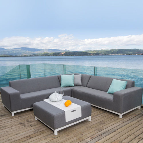 Endemodul lounge Devane aluminium/Sunbrella 83x83 cm detalj av stoff