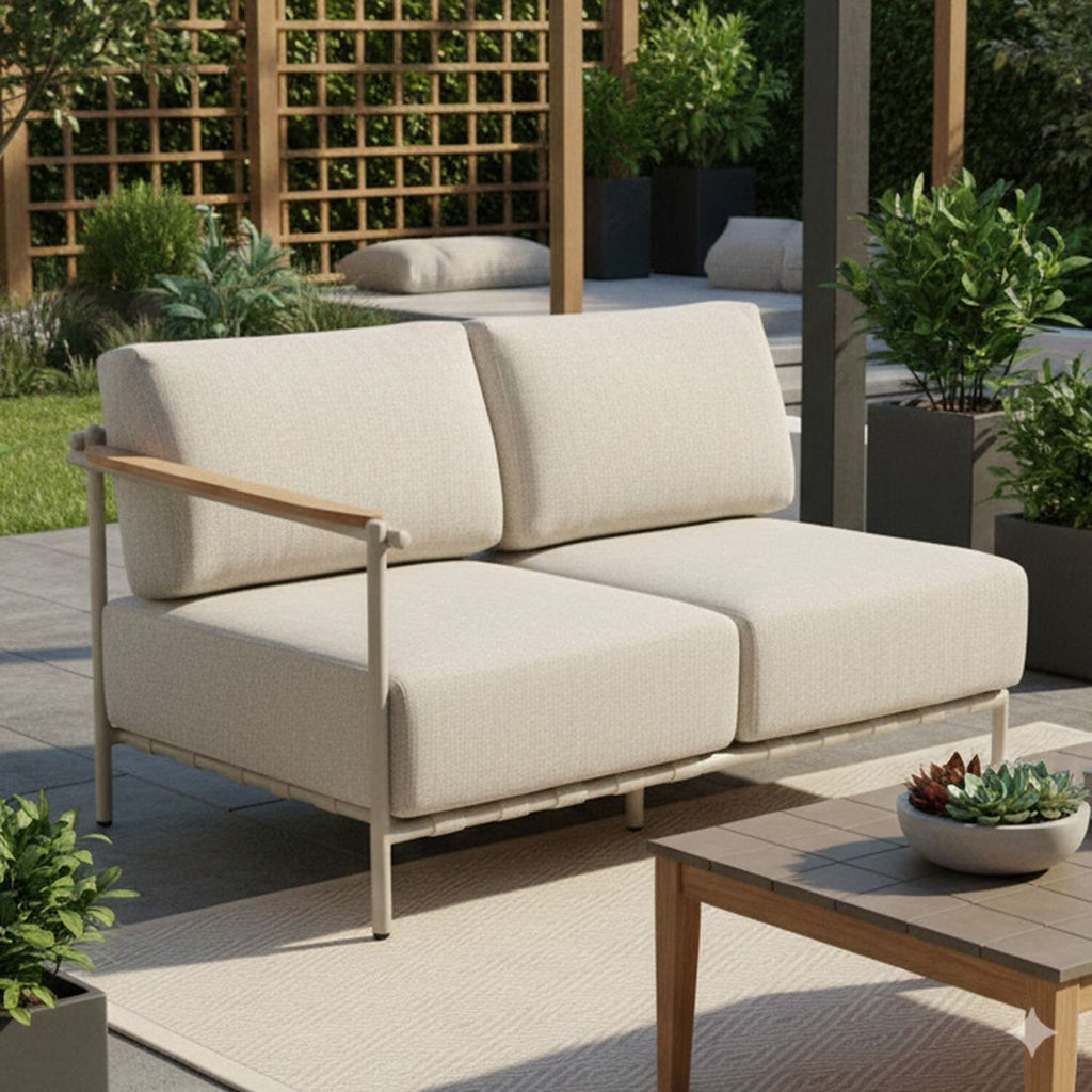 Endemodul lounge Francis aluminium/utestoff 136x81 cm forfra