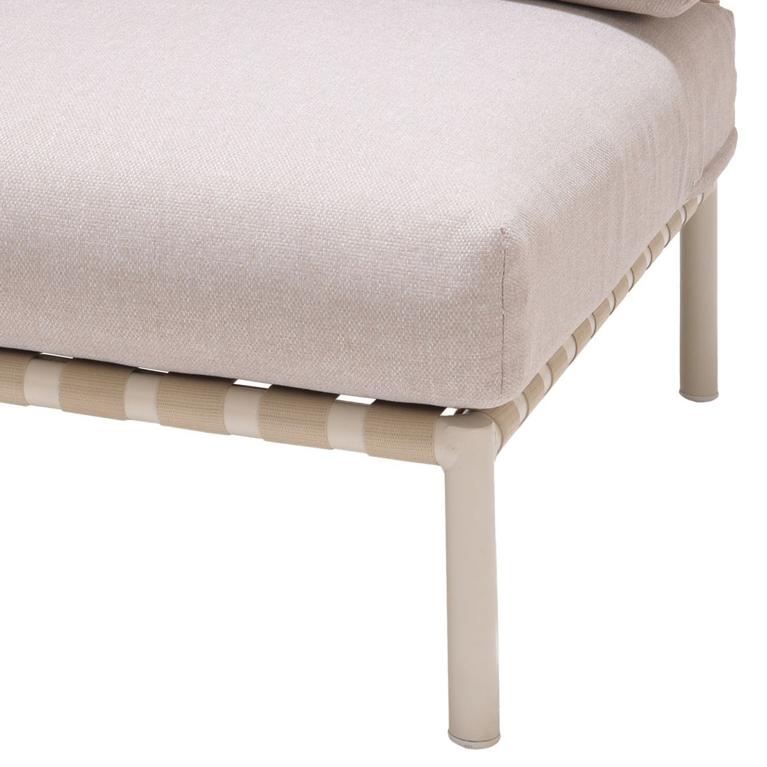 Endemodul lounge Horizon aluminium/olefin 87x87 cm montert på terrasse