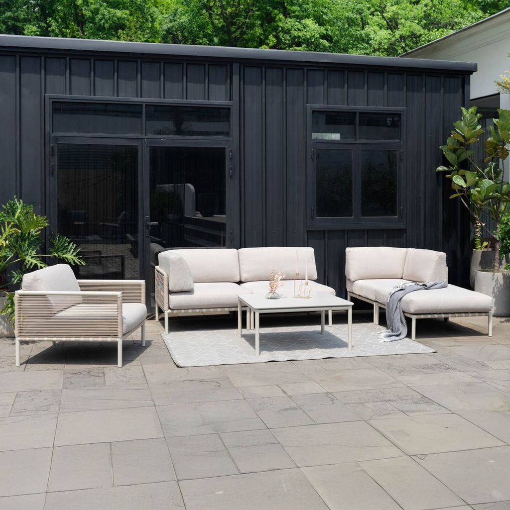 Endemodul lounge Horizon aluminium/olefin 87x87 cm med puter