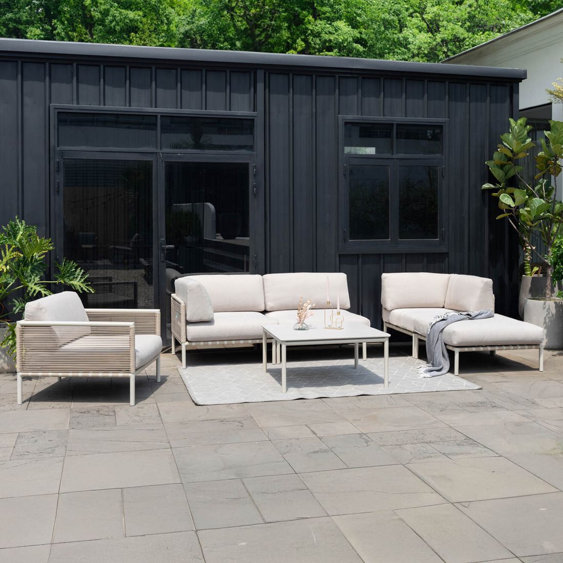 Endemodul lounge Horizon aluminium/olefin 87x87 cm med puter