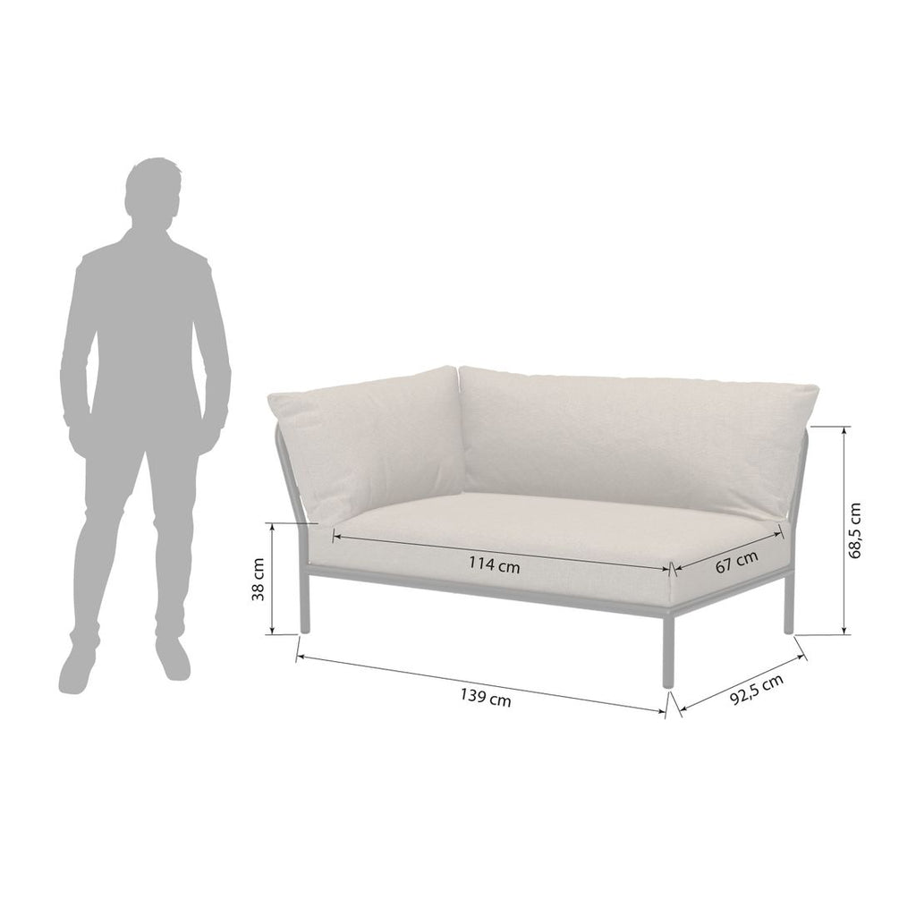 Endemodul lounge Level 2 aluminium/Sunbrella 139x93 cm - Houe montert i hage