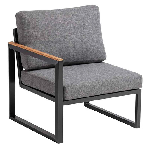Bakside av Endemodul lounge Ocean Skid aluminium/olefin med teak 72,5 cm