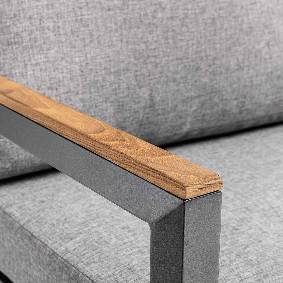 Montert Endemodul lounge Ocean Skid aluminium/olefin med teak 72,5 cm i loungeoppsett