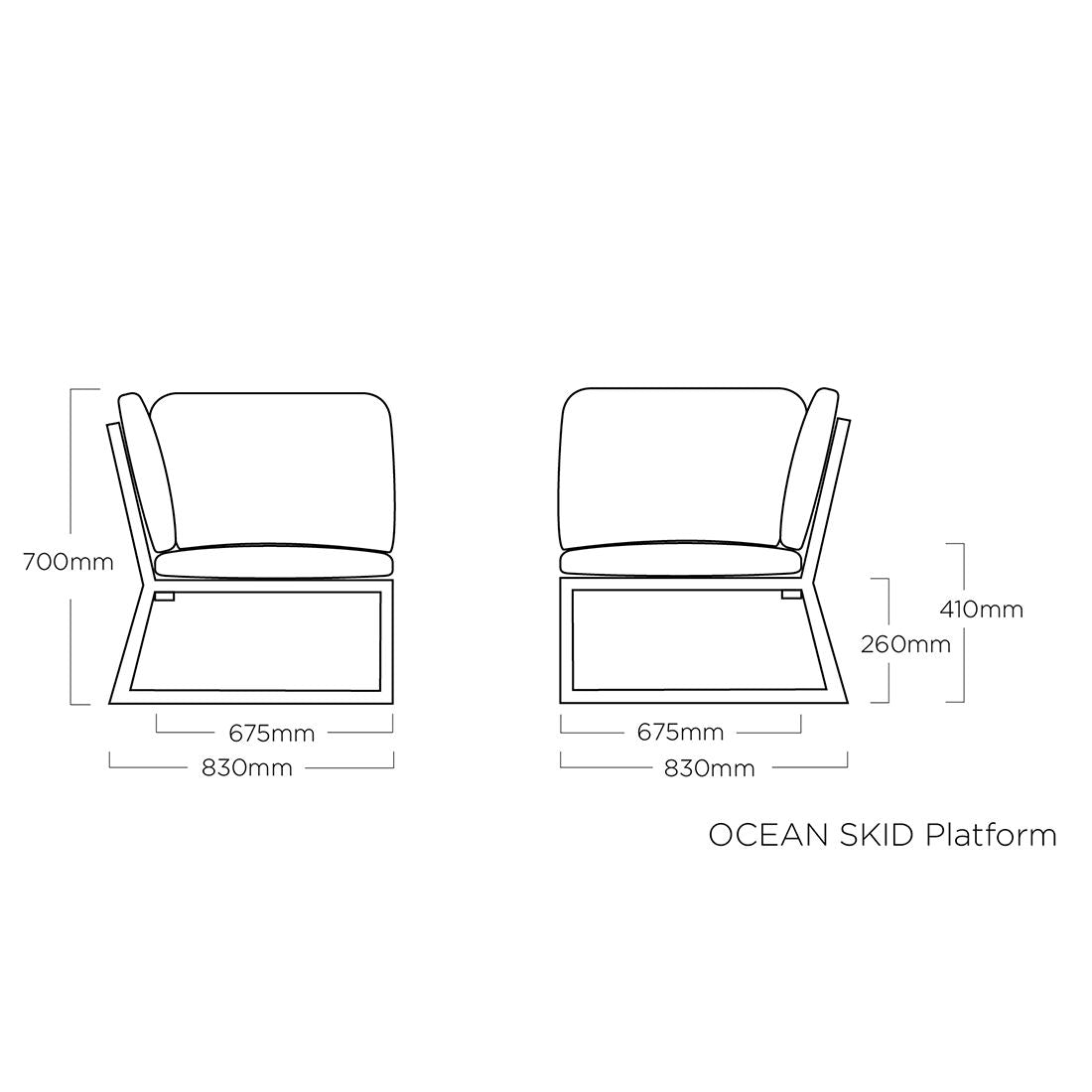 Endemodul lounge Ocean Skid Platform aluminium 83x83 cm - Kettler med hagebord