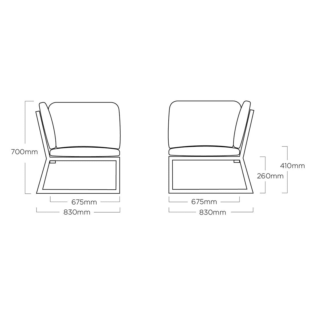 Endemodul lounge Ocean Skid Platform aluminium i uterom