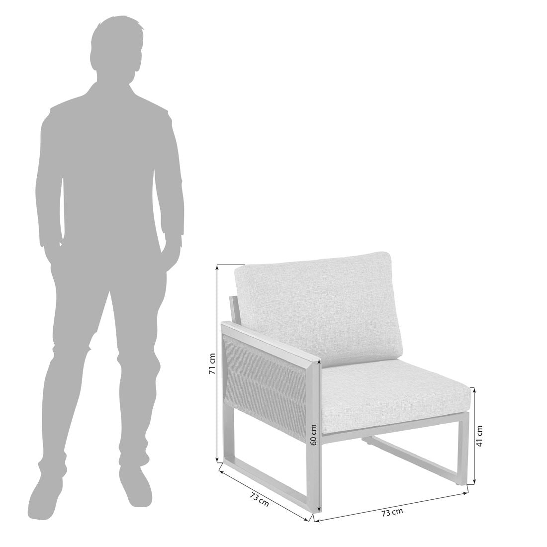 Detalj av Endemodul lounge Ocean Skid venstre aluminium tau 73x73 cm